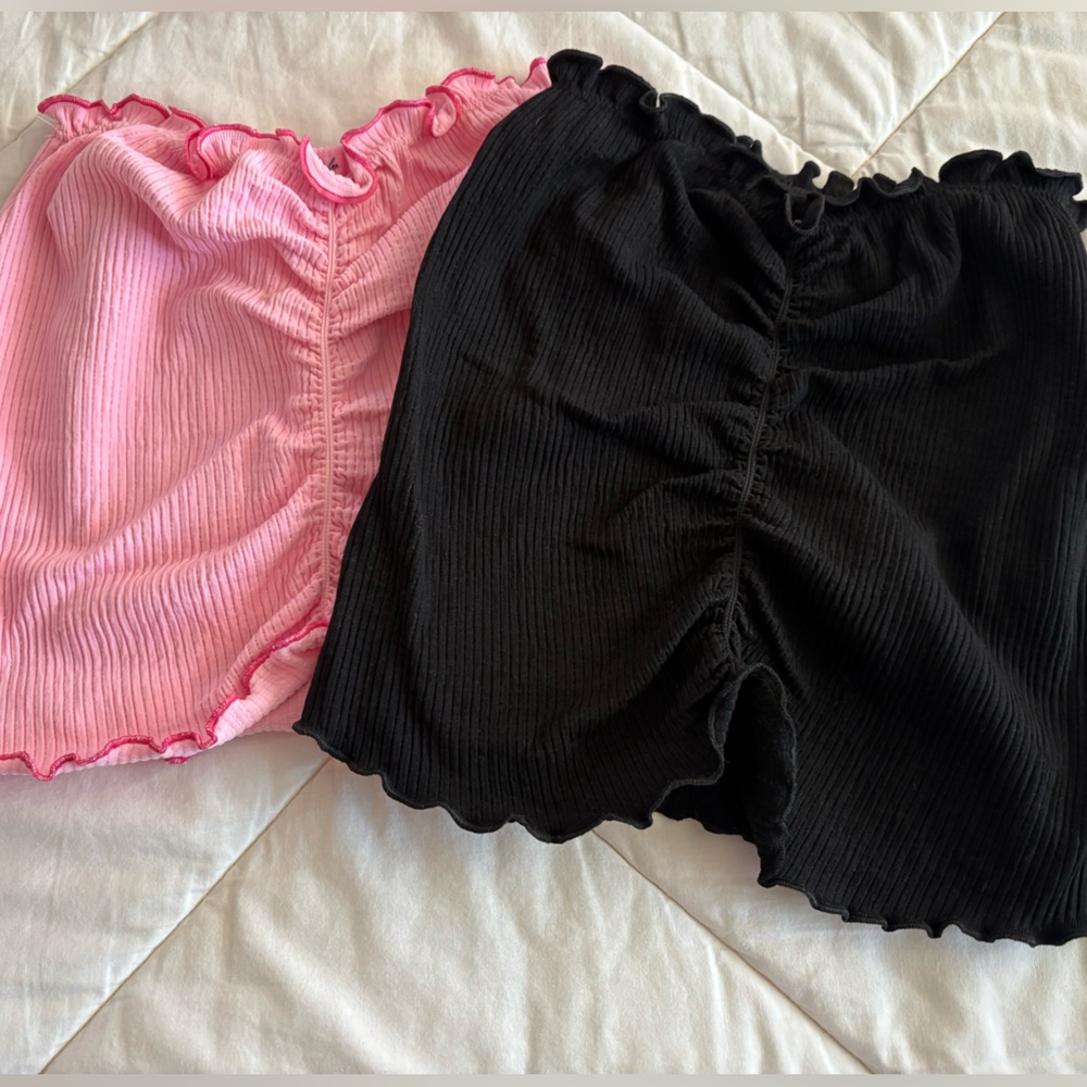 Urban Outfitters Black & Pink Ruffled Tube Top Bundle
